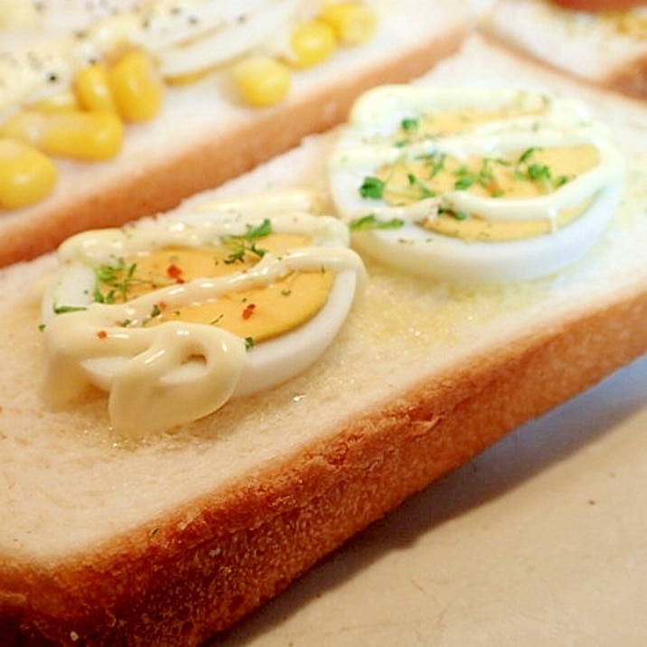 マヨ/MSで　ゆで卵とクレススプラウトのトースト